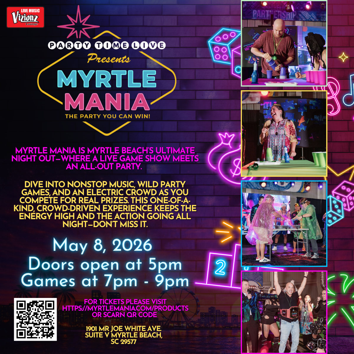 Purple And Pink Colorful Neon Night Party Instagram Post